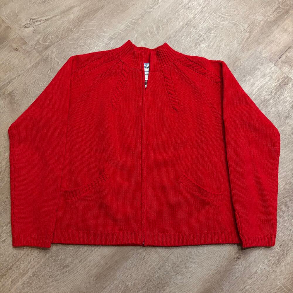 Vintage Pendleton Originals Lambswool Full Zip Cardigan Sweater Women's XL Red